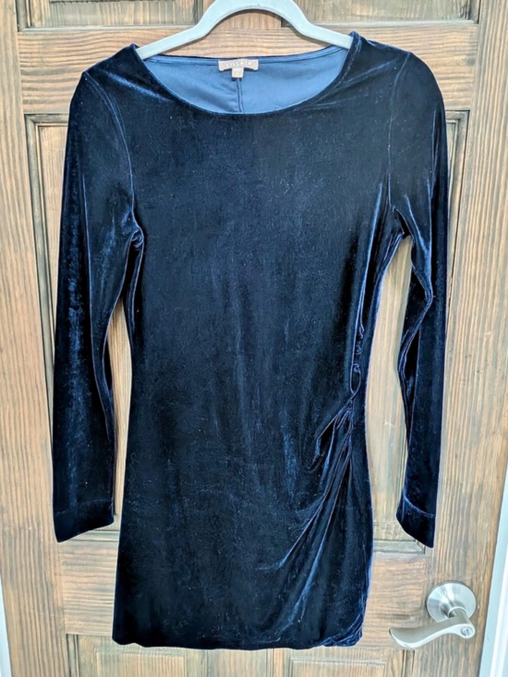 Lilla P Twilight Velvet Ruched Dress Black Small